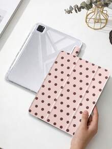1件全透明壓克力殼三折平板保護殼 粉色大波點圖案，適用於 iPad 10th Gen/11th/10.2/10.5/Air4/Air5/10.9/Pro11/Air 11-In.(M2)-2024/Pro 11-In.(M4)-2024/Air 11-Inch (M3) 2025/(A16) 11 Inch 11th Generation 2025 Mini6/Mini7/Air1/Air2/9.7/Air 8(M4)2026(11-Inch) 機型 - 彩色 - 查看 2