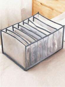 1 pieza Caja organizadora divisoria de ropa para armario, caja de almacenamiento de ropa interior elegante y práctica, caja de almacenamiento de calcetines, múltiples tamaños disponibles, caja de almacenamiento de armario estilo cajón lavable, bolsa de almacenamiento de ropa interior plegable - Gris - Ver 3