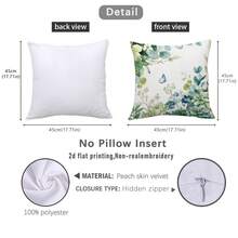 4pcs Minimalist Daily Plant Warm Home Slogan Cushion Covers, Single-Sided Printed Peach Skin Velvet Polyester Material, 45*45CM Pillowcases For Modern Fabric Sofa Indoor Decor, Party Decoration, Gift Giving - Multicolor - View 2