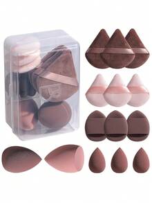 Makeup Sponge Set BS-MALLTriangle Puff 14 Pcs For Liquid, Cream, And Powder, Multi-Colored Makeup Sponges And Mini Makeup Sponge - Coffee Brown - View 1