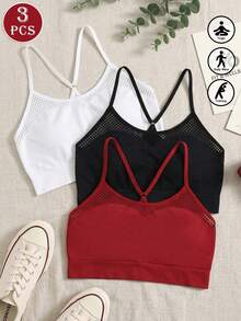 3pcs Seamless Backless Lace-Up Breathable Women's Tank Tops, Sexy Comfortable Women's Lingerie - Multicolor - View 7