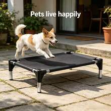 Cooling Elevated Dog Bed, Stainless Steel Pet Cot, Breathable Oxford Fabric, Removable Washable Scratch And Bite Resistant, Indoor Outdoor Camping Universal, Suitable For Large Medium Small Dogs - Black - View 8
