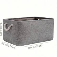 3 Sizes, 1pc Foldable Gray Desktop Storage Basket, Large Capacity With Handle, Can Be Used For Toy Storage, Dirty Clothes, Gift Baskets, Wall Hanging Baskets, Mini Velvet Baskets, Storage Organizers, Makeup Baskets, Suitable For Living Room, Bedroom, Back To School Season - Grey - View 7
