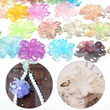 20pcs/Pack Iris Flower Cap Acrylic Mixed Color Iridescent 3D Petal 37X44mm Ethereal Elegant Faux Bead Cap Pendant Spacer Beads DIY Phone Charm Keychain Decorative Accessories - Iris Receptacle - View 2