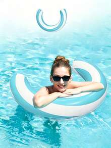 1 Pack U-Shaped Inflatable Swimming Float Noodle, Thickened PVC Water Lounge Float, Portable Pool Floating Chair For Adults, Summer Pool Beach Party Vacation Water Toy - Multicolor - View 5