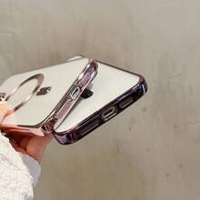 1pc Electroplated Magnetic Full Coverage Phone Case, Compatible With IPhone 17, Air, 16 Pro, 15 Pro Max, 14 Pro Max, 13, 12, 11, XS Max, 8, 8 Plus, Soft Shell - Rose Gold - View 3