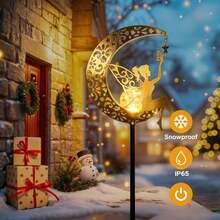 1/2 piezas Luces solares de jardín con estaca de hada de luna, luces decorativas LED de bola de vidrio agrietado para exteriores, luces solares impermeables para paisaje, adecuadas para patio, césped, terraza, camino y macizo de flores, decoración de jardín de hadas, regalo de decoración festiva - Lámpara de jardín de hadas - Ver 8