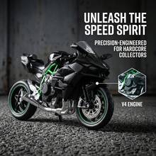 Alloy Kawasaki Motorcycle Model, Carbon Fiber Texture Body Shell, Linked Handlebars With Rotatable Steering, Model With Shock Absorption Effect - Suitable For Model Enthusiasts Collection, Birthday Gift - Multicolor - View 3