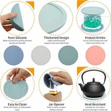 1/3/6pcs Colorful Silicone Drink Coasters, Waterproof Non-Slip Heat-Resistant Desktop Coasters, Suitable For Cold Drinks, Iced Coffee, Wine Glasses, Cute Home Decor Desk Protector - Multicolor - View 6