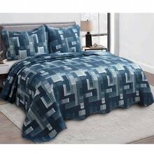 3-Piece Set: Double-Sided Queen Bedspread, Patchwork Quilt, Ultra Patch - 杜拜 2 - 查看 1