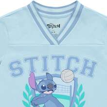 Lilo & Stitch Disney Lilo And Stitch Girls Short Sleeve T-Shirt- Stitch Girls Volleyball Graphic Tee Sizes 4-16 - 藍色 - 查看 5