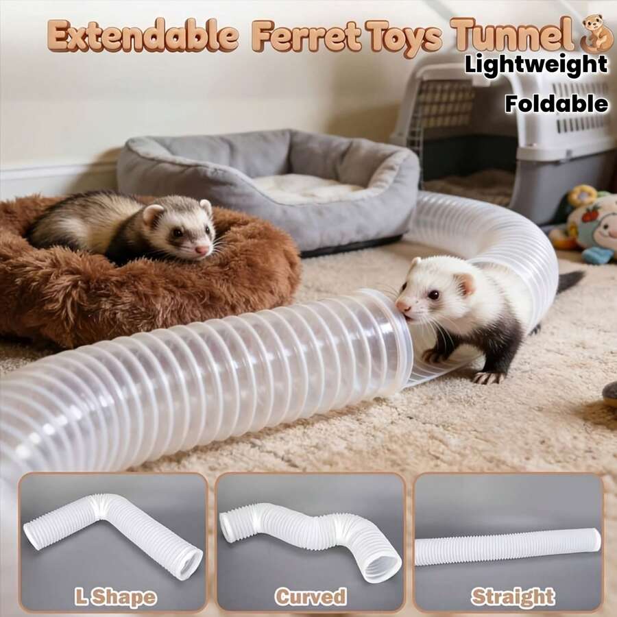 7pcs Set (1 Retractable Hamster Tunnel Toy And 6 Random Color Balls), Lightweight And Foldable, Suitable For Small Pets, Interactive Hide And Seek Game, Spring Gift, Battery Not Included. - 1pc Grass Flavor - View 1