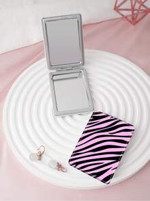1PC Millennium Y2K Series Portable Vanity Mirror, Foldable Lightweight Ultra-Thin Convenient Hand Mirror, Durable PU Leather, Suitable For Multiple Scenes And All People, Rectangular Mirror, Pocket Mirror, Suitable For Various Occasions Travel, Party, Work, School - Multicolor - View 3