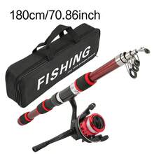 Multi-Color Telescopic Fishing Rod & Reel Combo With Pre-Spooled Reel Storage Bag Beginner Friendly Affordable Portable Freshwater Fishing Kit For Small Medium Fish - Red - View 2