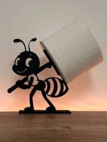 1pc 3D Printed Ant Shaped Toilet Paper Holder, Creative Cartoon Animal Bathroom Tissue Dispenser, Durable Material, Bathroom, Kitchen, Desktop Multi-Functional Paper Towel Storage Rack, Unique Ant Design Decor - Multicolor - View 5