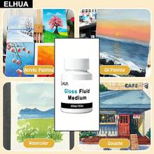 ELHUA 250ML/60ML Professional Fluid Medium Gloss Acrylic Medium, Can Be Used As Gloss Varnish And/Or Fluid Gloss Medium, Suitable For Acrylic Painting, Professional And Amateur Artists - 1 Bottle - View 8