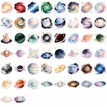 50 piezas de pegatinas transparentes de planetas, pegatinas de cielo estrellado galáctico de dibujos animados, pegatinas estéticas, pegatinas de colores para portátil, monopatín, diario, cuadernos, teléfono, taza, guitarra, equipaje, ordenador, nevera, escritorio, útiles escolares - A - Ver 6