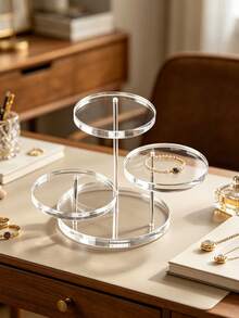 Round Acrylic Product Display Stand, 3-Tier Jewelry Display Rack, Suitable For Displaying Rings, Watches, Mini Manual Multi-Layer Trapezoidal Tray, Jewelry And Perfume Storage, As Well As Desserts And Candies. - Multicolor - View 7