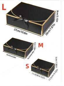 1/5/10PCS Black And Gold Lid Gift Boxes With Ribbon Tie Elegant Decorative Sturdy Cardboard Present Favor Storage Container Box Set For Wedding Birthday Valentine Day Anniversary Party Celebration Home Decor Craft - Black Gold - View 11
