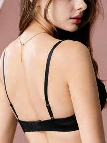 Women's Black Fashionable Lace Underwire Padded Bra - Black - View 2