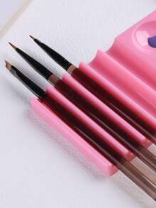 Multi-Purpose Nail Art Holder & Pen Stand Dual Form Mold Base With Brush Storage Shelf, Plastic Stand For Nail Extension Molds, Brushes & Nail Care Tools, Perfect For Salon, Nail Technician & Home DIY Workspace - Multicolor - View 3
