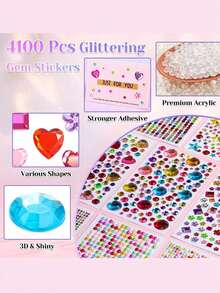 10 Sheets 4100pcs Hair Gem Stickers, Colorful Acrylic Shiny Pearl Rhinestone Self-Adhesive Stickers, Women Girls Holiday Party COS Costume Hair Styling Tools - Multicolor - View 4