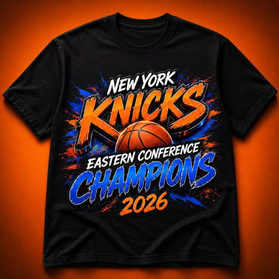 New York Knicks Eastern Conference Champions 2026 Black Vintage Tee - 黑色 - 查看 1