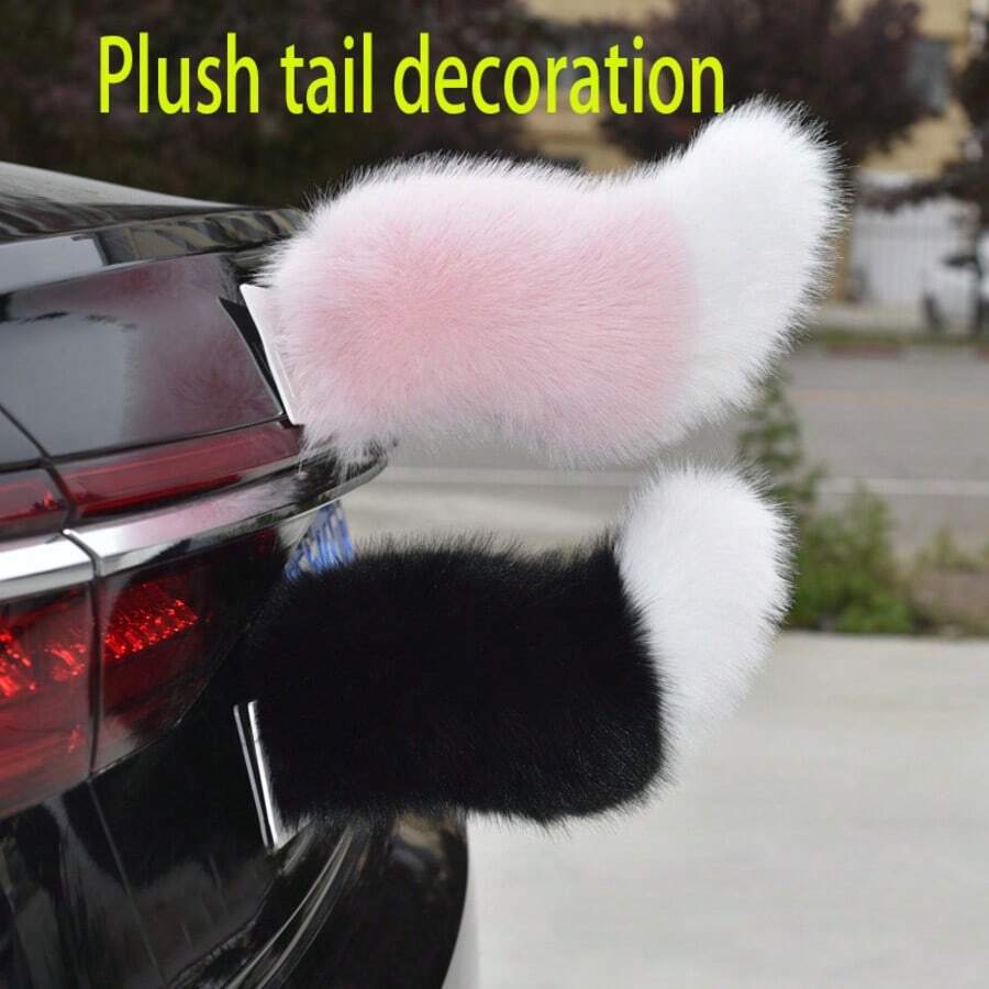 1pc Plush Car Tail Decoration, Small Tail Car Motorcycle Modification Accessory Decoration (Fixed Style, No Remote Control)