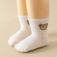 10 pares de calcetines de media caña para bebé y niño pequeño, con lindo patrón de oso, unicolor, cómodos - Multicolor - Ver 2
