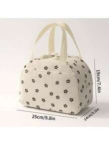 Pink Bow Corduroy Insulated Lunch Bag, Portable Insulated Bento Bag, Thickened Cute Student Lunch Fruit Bag Multifunctional Floral Pattern Lunch Bag | Women's Lunch Box | Campus & Travel Insulated Bag | Waterproof Insulated Lunch Bag | Unisex | Suitable For Picnic, School And As A Women's Gift | Camping Essential - Multicolor - View 13