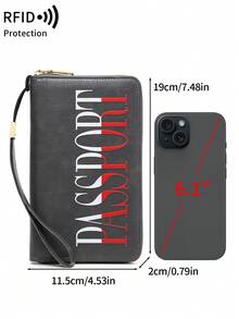 MIYIN Fashion Unique Creative Letter Pattern Passport Holder, RFID Anti-Theft Portable Zipper Travel Wallet With Wrist Strap, Can Store Credit Cards/ID Cards/Cash/Phone - Multicolor - View 12