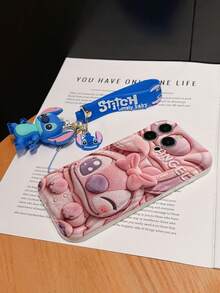 Disney Lilo And Stitch Phone Case : 3D Fluffy Pattern Border Protector Phone Soft Phone Case With A Free Cute Stitch Bracelet Chain Lanyard, Stitch, Lilo, Angel, For Apple 17 Promax 17 Pro 16 15 14 13 12 11 Pro Max XS Max X XR Soft Cover Summer Phone Case - White - View 6
