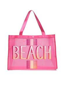 網格海灘包與小收納袋套組，印有夏季「BEACH」圖案，充滿夏日氛圍，包含購物袋、海灘包、夏威夷風透明收納袋、旅行盥洗包、海灘托特包、休閒度假包、化妝收納袋，適合學校、度假、假期和返校，是送給朋友和老師的理想禮物，也適合生日、派對、夏季、度假、假期和婚禮場合 - 彩色 - 查看 20