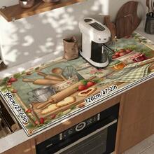 1pc Dish Drying Mat, Coffee Machine Mat, Strawberry Baking Scene Print Polyester Fiber Absorbent Mat, Durable, Highly Absorbent, Suitable For Dining Table, Cafe And More, Multipurpose Drainage Mat, Home Gift, Tabletop Decor - XYLSD-543 - View 14