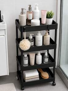 Black Multipurpose Organizer Cart | 4-Tier Mobile Shelving Unit - Black - View 2