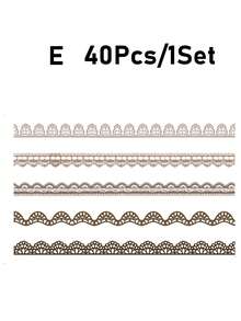 40PCS Lace Pattern Sticker, Pastel Floral Lace-Like Decoration Stickers, Lace Edged Vintage Scrapbook Paper, Self-Adhesive Vintage Scrapbooking, Journaling, Card Making, For DIY Crafts, Invitations, Scrapbook Stickers, Craft Supplies - Multicolor - View 16
