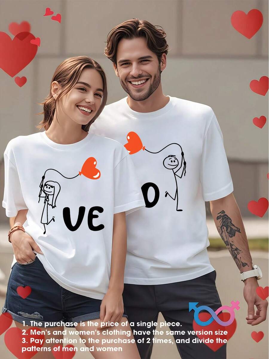 Men T-Shirts - 1pc-男款白 - 查看 1