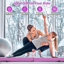 7 FT Folding Balance Beam, Foam Floor Gymnastic Beam W/Removable Suede Cover, Non-Slip Bottom, Lightweight Gymnastics Beam, Indoor Home Gym Training Equipment For Beginners - Blue - View 10
