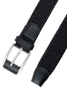 1pc Men's Stretch Woven Belt With No Holes, Multiple Colors Available, Suitable For Summer Daily, Campus Casual, Business And Outdoor Sports; Also A Gift For Boyfriend Or Father; Combines Fashion, Sports And Street Style, Suitable For Men Of All Ages; Used For Vacation, Travel And Vintage/Bohemian Style Outfits - Blue - View 4
