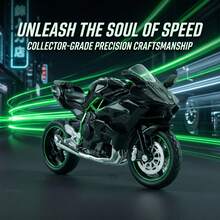 Alloy Kawasaki Motorcycle Model, Carbon Fiber Texture Body Shell, Linked Handlebars With Rotatable Steering, Model With Shock Absorption Effect - Suitable For Model Enthusiasts Collection, Birthday Gift - Multicolor - View 1