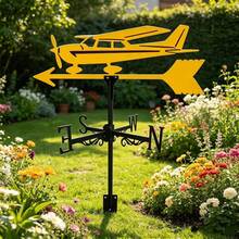 1pc Eagle/Airplane/Rooster/Motorcycle/Bird Weather Vane Outdoor Yard Roof Iron Art Decorative Ornament Farm Barn Lawn Park Wind Direction Indicator Decoration - Yellow Aircraft Weather Vane - View 3