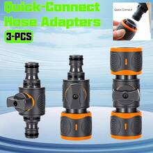 3pcs Garden Hose Connector Set, Quick Connect Hose Adapter With Shut-Off Valve, Ball Valve Quick Coupling Extension Adapter Kit, Compatible With Garden Spray Gun And Car Wash Gun - 3pcs - View 1