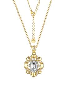 Collar con colgante de plata de ley S925 estilo vintage de corte, joyería versátil para uso diario para mujeres, regalo para novia, esposa, mamá en cumpleaños y aniversario - Multicolor - Ver 1