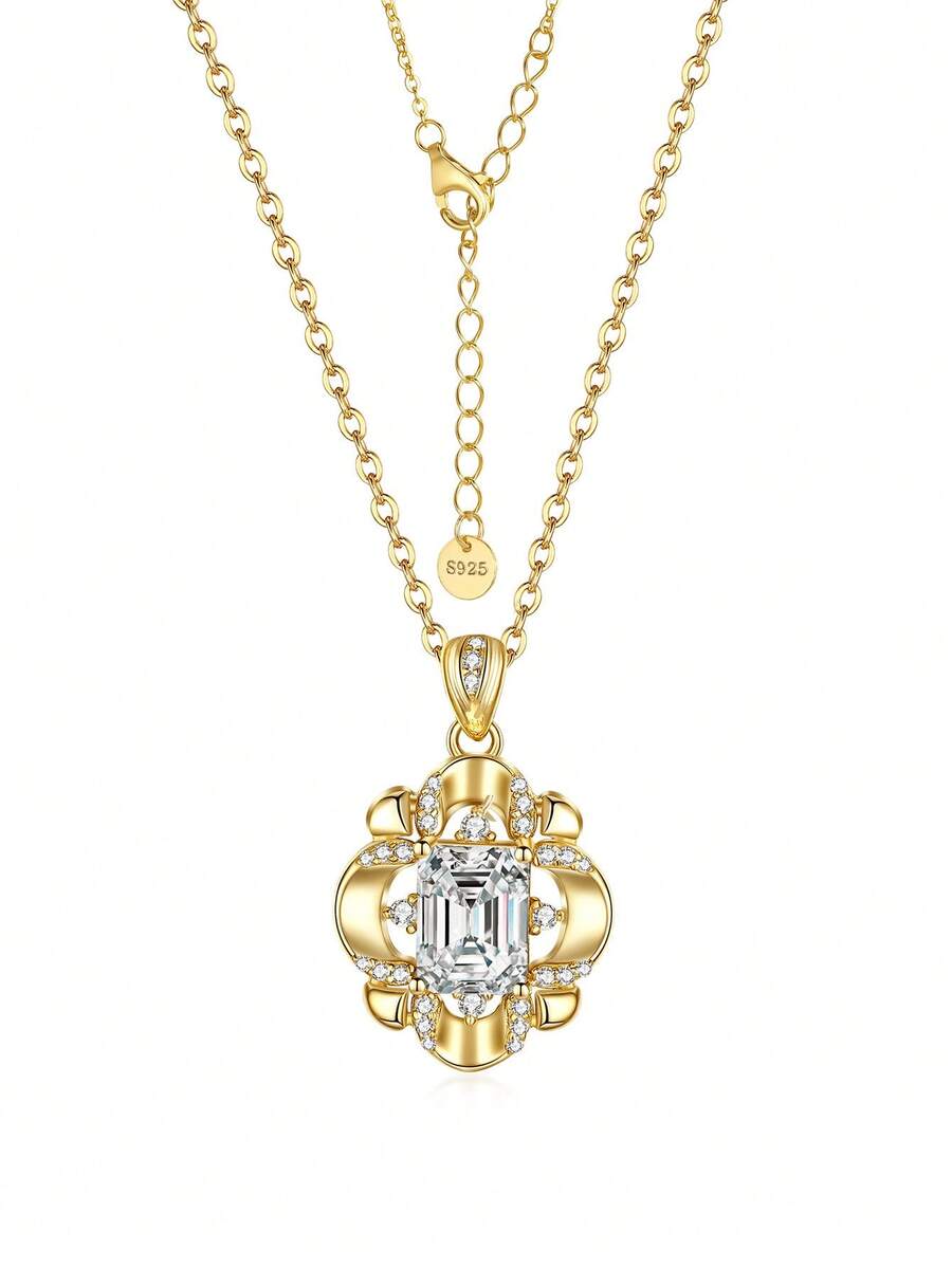 Collar con colgante de plata de ley S925 estilo vintage de corte, joyería versátil para uso diario para mujeres, regalo para novia, esposa, mamá en cumpleaños y aniversario - Multicolor - Ver 1