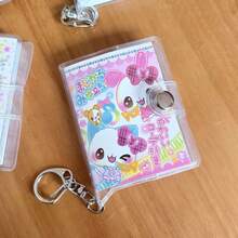 1pc Japanese Vintage Cartoon Mini Notebook Keychain, Pocket Portable Tiny Journal With Clear Snap Cover, Anime Girl Animal Pattern Small Notepad For Girls Students Stationery Gift, Back To School School Supplies - Notebook - View 5