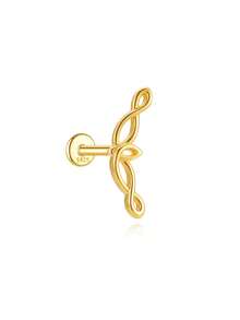 1Pc Openwork Plant 925 Sterling Silver Earring Women Piercing Stud Earring Flat Back Helix Cartilage For Daily Wear Wedding Party Fine Jewelry - Gold - View 6