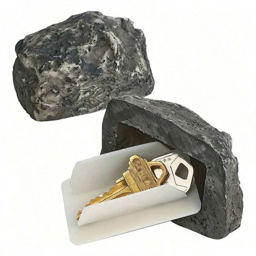 1Pc Realistic Fake Rock Hide-A-Key Storage Box, Outdoor Waterproof Spare Key Holder For Garden Home Security, Secret Storage Container Holiday Essentials Garden Outdoor Decor - Normal - View 1