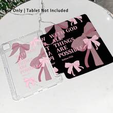 粉黑蝴蝶結圖案彩繪效果壓克力水晶平板保護殼附支架，適用於 Honor Pad 8/9/10、Honor GT 11.5inch/X7/X8A/X9/X8Pro/X9Pro/V9/V8 Pro、MatePad Se 11inch/MatePad 11inch/11.5inch、Apple 10th/11th Gen 2025 (A16)、Galaxy Tab A9/A9 Plus/A11/A11 PLUS 及其他熱門平板機型，可折疊防彎曲、矽膠加固護角 - 彩色 - 查看 6