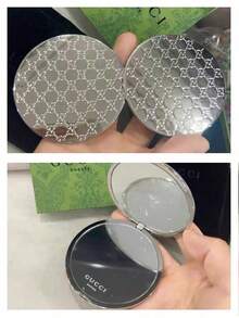 粉色 Gucci 風格防靜電梳子附帆布收納袋，寬齒輕量梳子適用於所有髮質，便攜旅行梳子附 Logo，生日週年禮物首選 - GUCCI-銀色-鏡面-2 - 查看 6