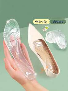 Semelles intérieures en silicone à talons hauts pour femmes, antidérapantes, convenant aux talons hauts pour femmes et aux chaussures de sport pour hommes, convenant pour l'été, la rentrée scolaire, les bottes et autres occasions, convenant pour l'extérieur, les sports, les voyages, la maison, le bureau, l'école, etc. - transparent - Voir 5
